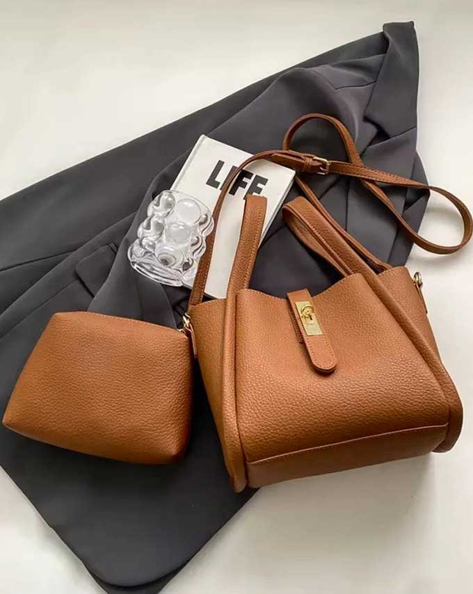 Sac seau en cuir PU grainé