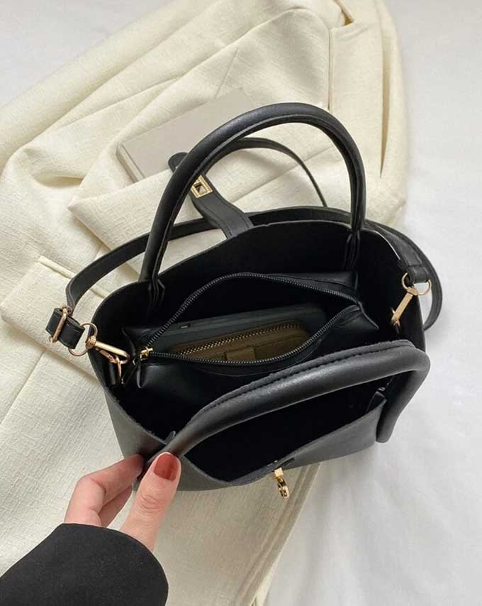 Sac seau en cuir PU grainé